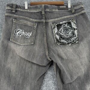 Coogi Jeans Womens 22W / Mens 42 Gray Y2K Distressed Stretch Denim Embroidered